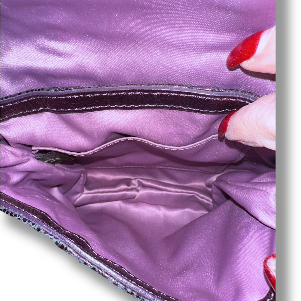 Coach Kristin Studded Convertible Crossbody MINI Bag Metallic Purple Boysenberry - Picture 10 of 12